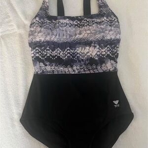 TYR Black and Gray Patterned Swimsuit